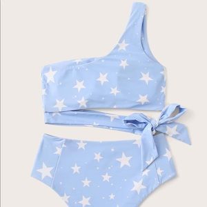 SHEIN bikini blue and white stars size M
